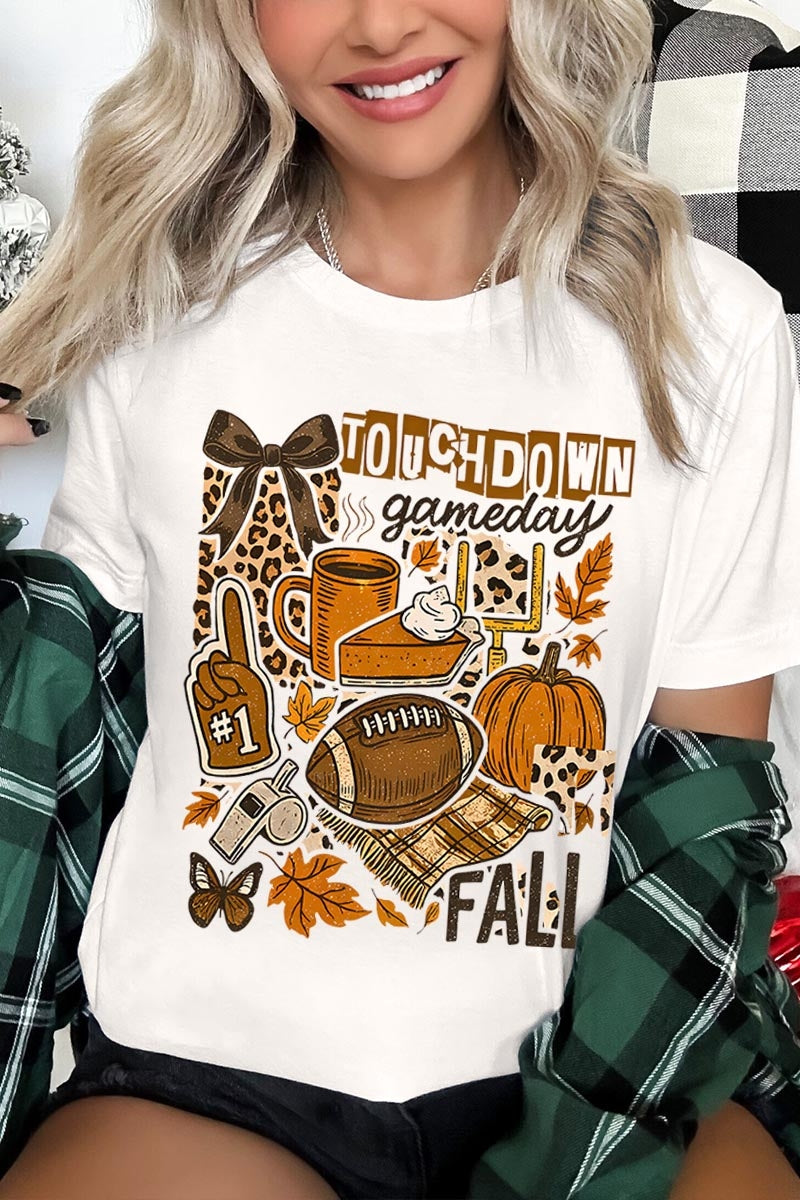 US3001P-E3134 Fall Football Collage Graphic Plus Tee $16