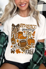 US3001P-E3134 Fall Football Collage Graphic Plus Tee $16
