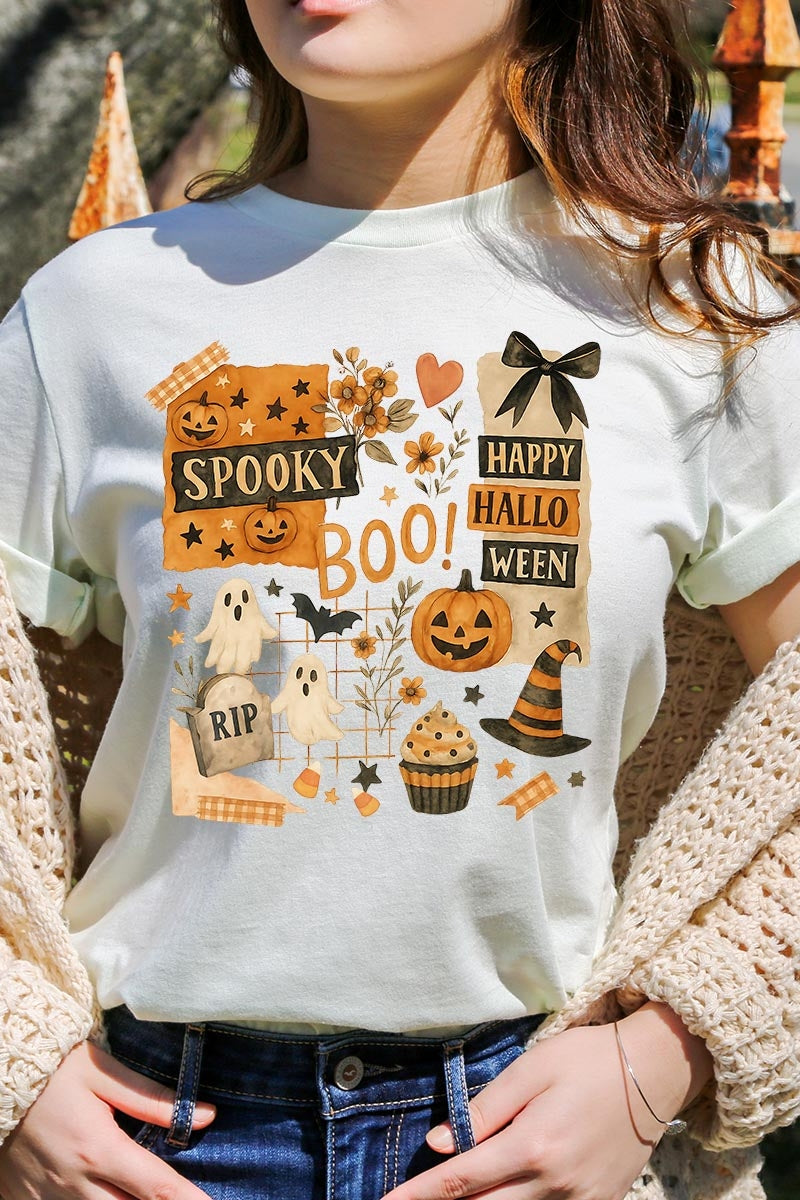 US3001-E3084 Halloween collage Graphic Tee $12.5