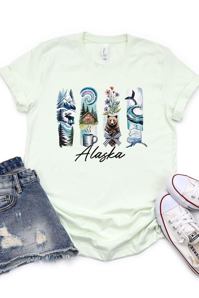 US3001-E3061AK Alaska State Brushstroke Graphic Tee $12.5