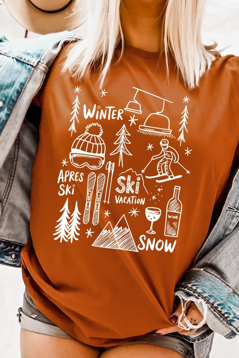 US3001-E3188 Ski Doodle Graphic Tee $12.5