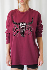 UL240P-E3176 Western Bullskull Graphic Plus Long Sleeve Tee $17