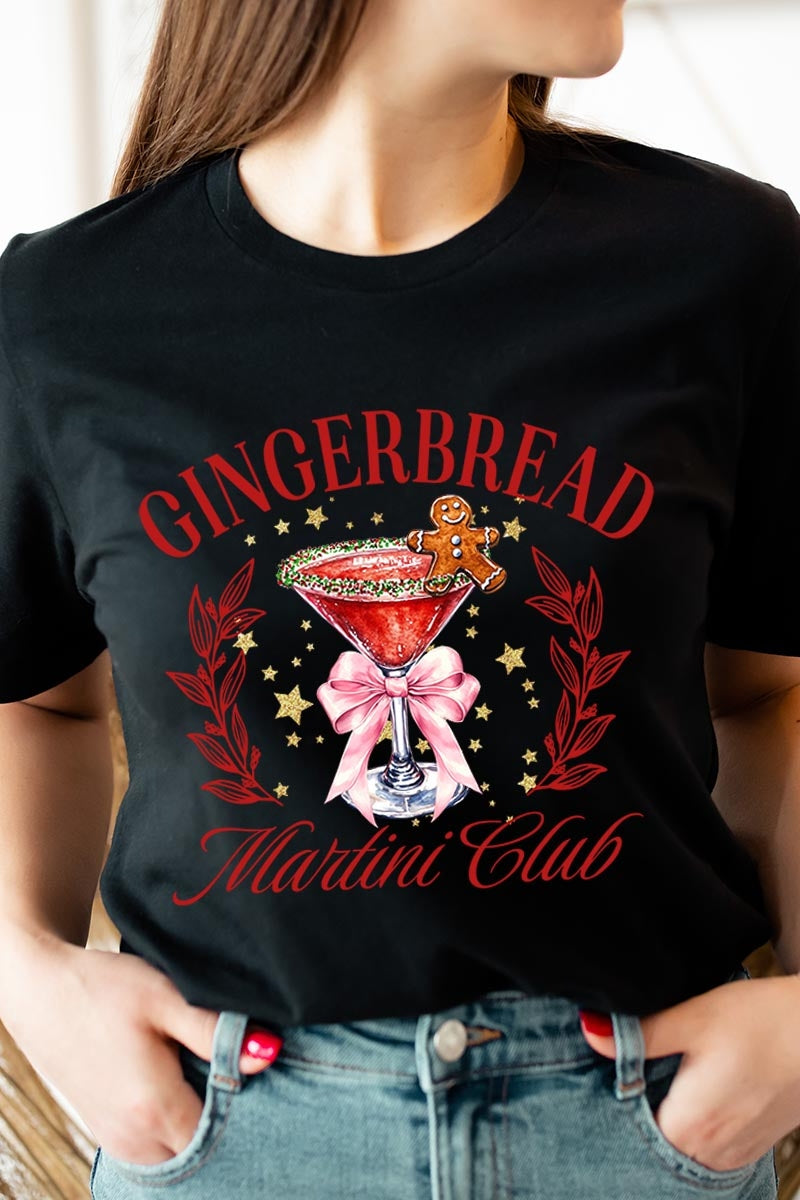 US3001P-E3216 Gingerbread Martini Club Graphic Plus Tee $16