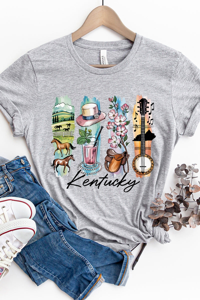 US3001P-E3061KY Kentucky State Brushstroke Graphic Plus Tee $16