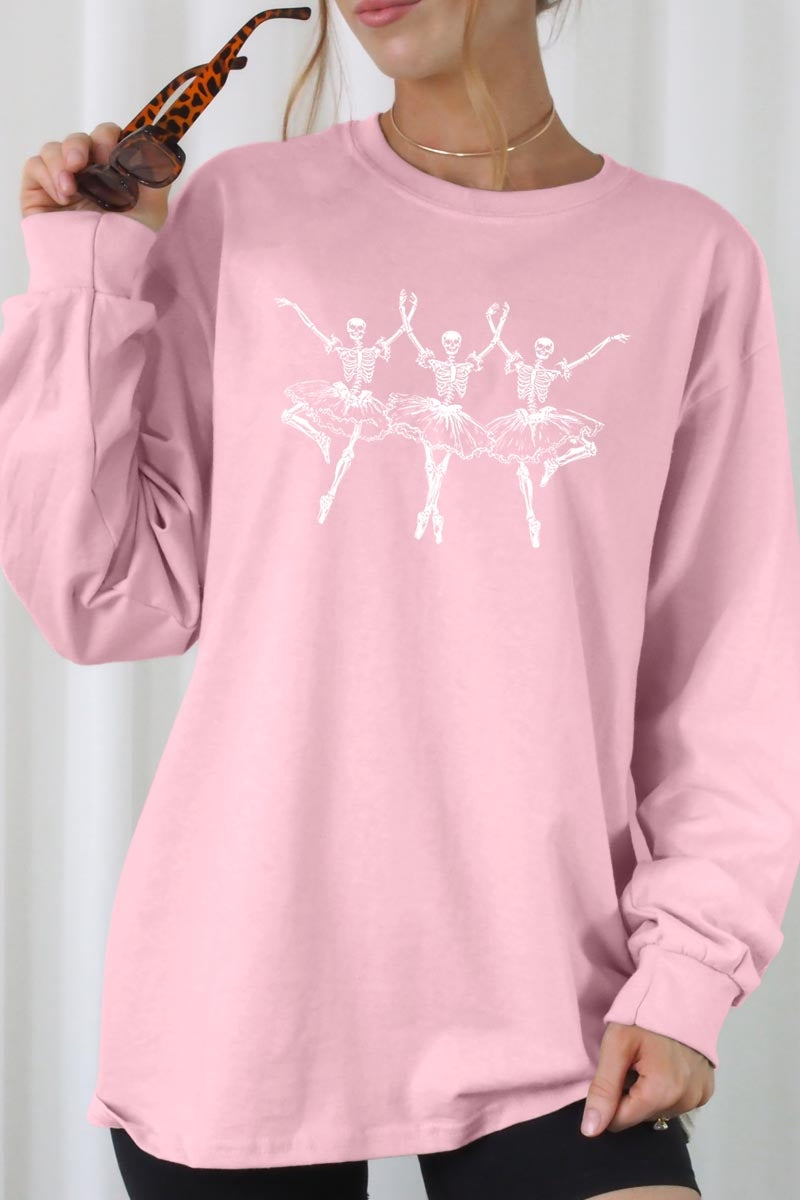 UL240P-E3156 Halloween Ballerina Graphic Plus Long Sleeve Tee $17