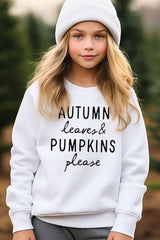 UL180B-E3158Z Autumn Leaves Pumpkins Kids Graphic Sweatshirt $20
