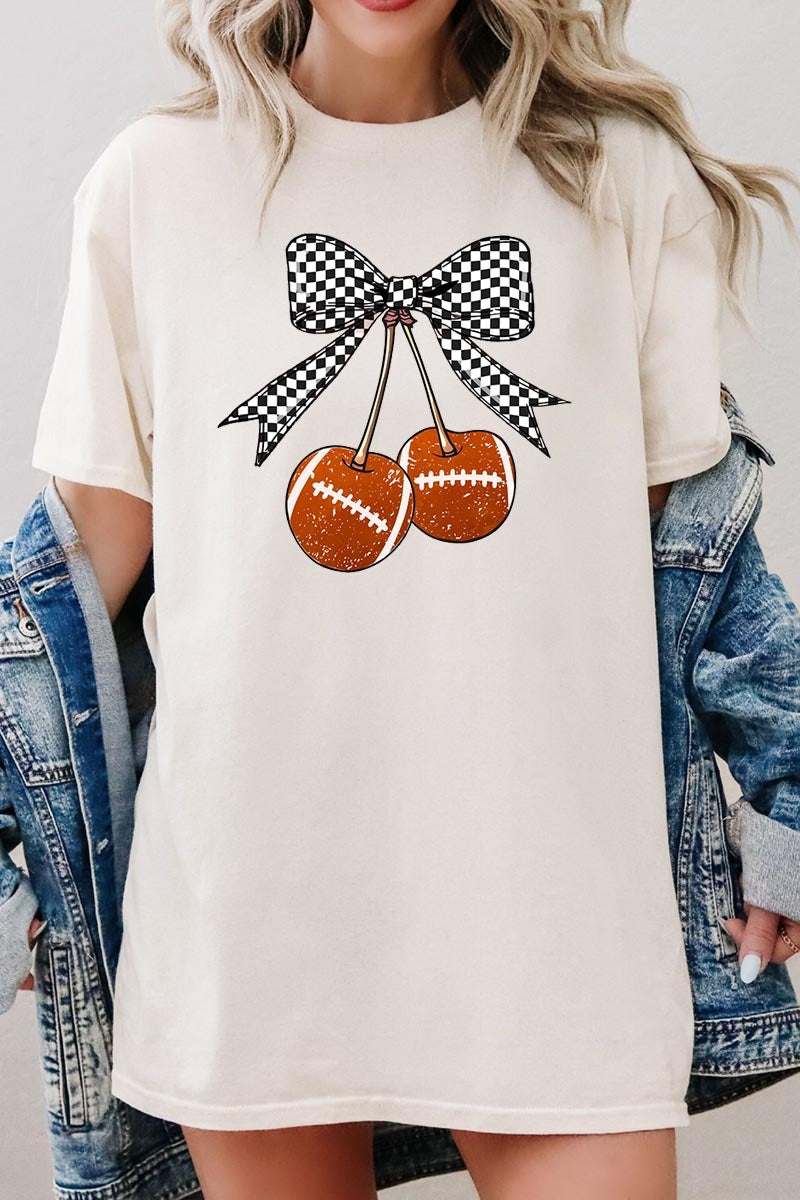 5000P-E3055 Football Cherries Graphic Plus Heavy Cotton Tee $12.75