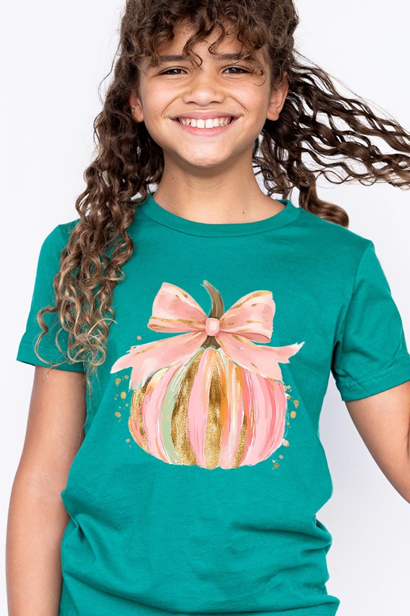US3001Y-E3083Z Brushstroke Pumpkin Kids Graphic Tee $11