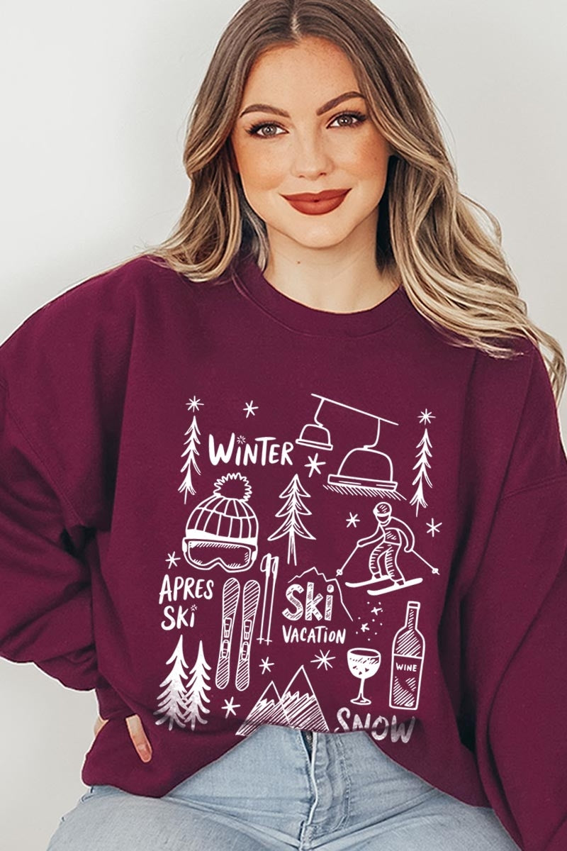 UL180-E3188 Ski Doodle Graphic Sweatshirt $20