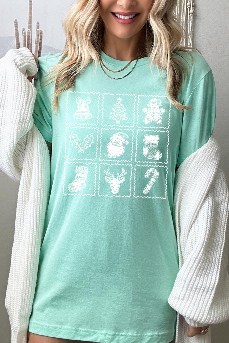 US3001-E3215 Christmas Icons Graphic Tee $12.5