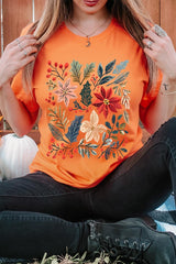 US3001-E3186 Floral Christmas Graphic Tee $12.5