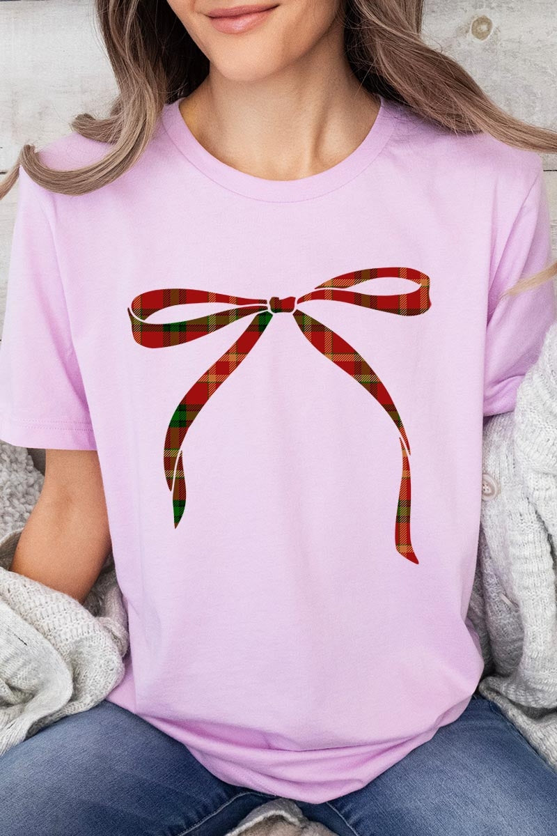 US3001P-E3211 Red Bow Christmas Graphic Plus Tee $16
