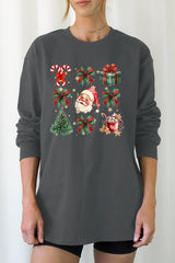 UL240-E3217 Santa Gifts & Bows Christmas Graphic Long Sleeve Tee $13.75