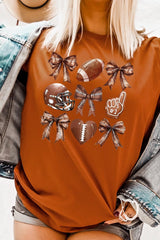 US3001-E3054 Cute Football and Bow Graphic Tee $12.5
