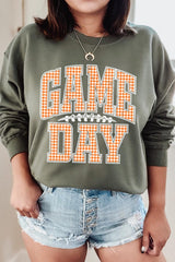 UL180-E3129 Orange Gingham Game Day Graphic Sweatshirt $20