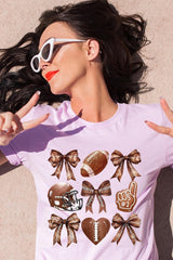 US3001P-E3054 Cute Football and Bow Graphic Plus Tee $16