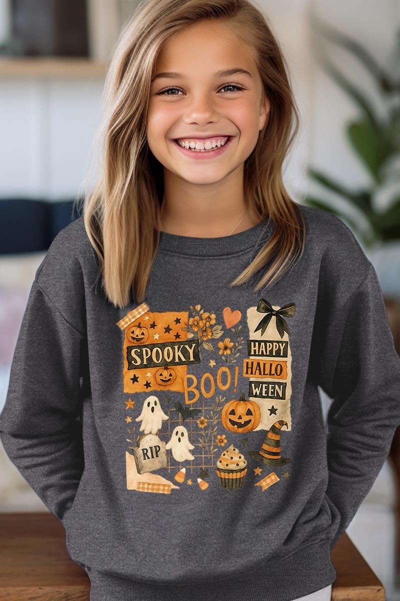UL180B-E3084Z Halloween collage Kids Graphic Sweatshirt $20