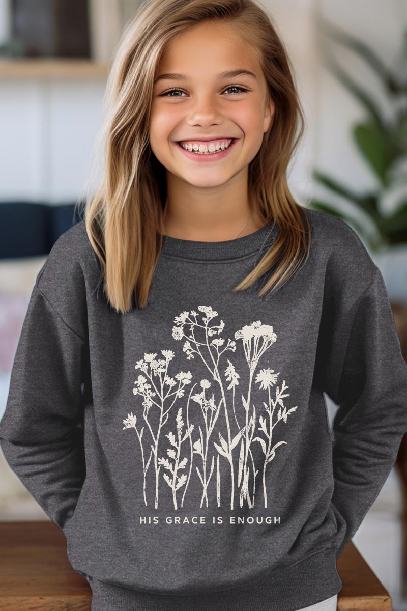 UL180B-E3146Z Christian Wildflower Kids Graphic Sweatshirt $20