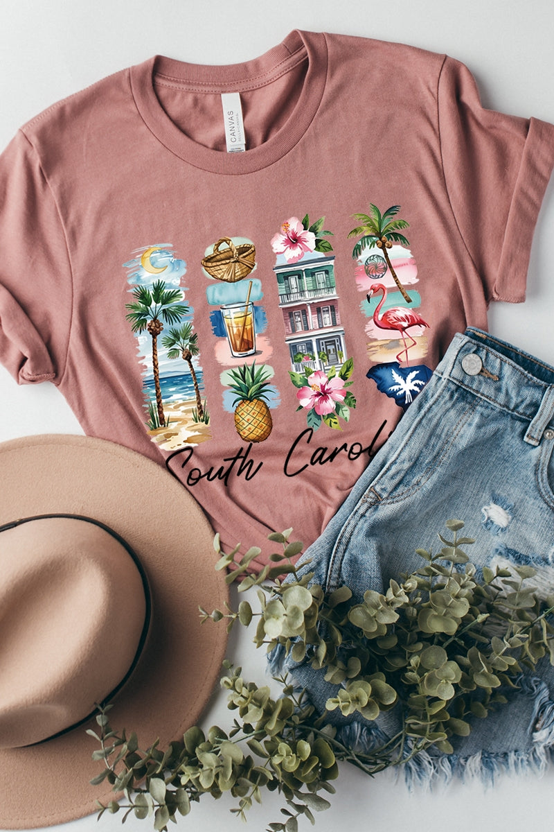 US3001P-E3061SC South Carolina State Brushstroke Graphic Plus Tee $16