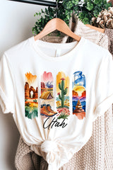 US3001P-E3061UT Utah State Brushstroke Graphic Plus Tee $16