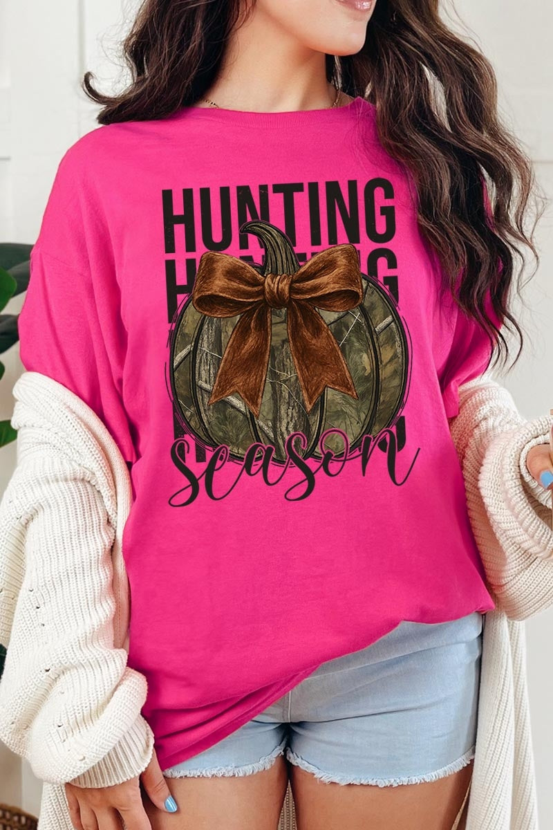 5000P-E3190 Hunting Pumpkin Bow Graphic Plus Heavy Cotton Tee $12.75