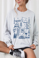 UL240P-E3188 Ski Doodle Graphic Plus Long Sleeve Tee $17
