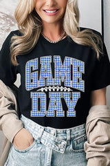 US3001P-E3130 Blue Gingham Game Day Graphic Plus Tee $16