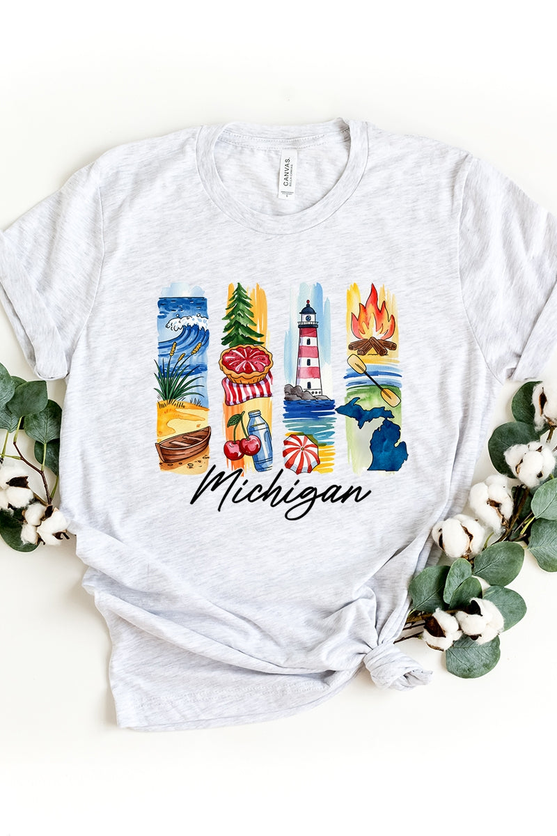 US3001-E3061MI Michigan State Brushstroke Graphic Tee $12.5