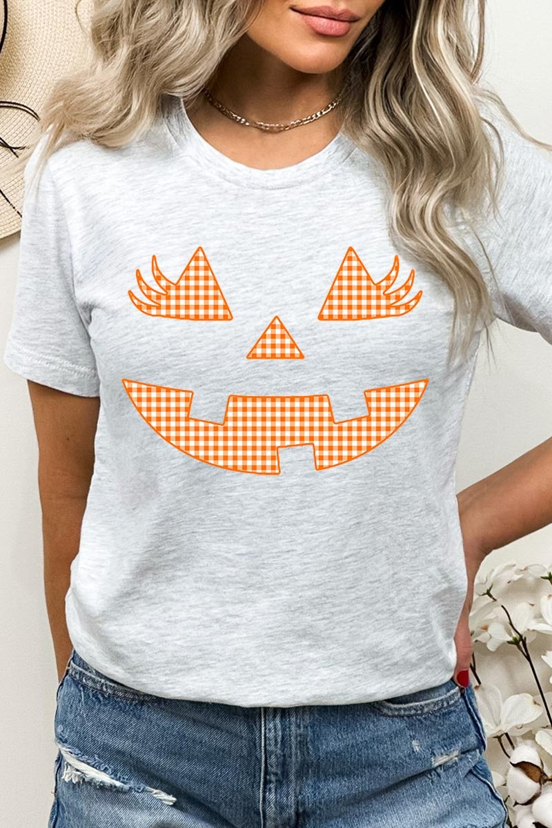 US3001-E3148 Cute Pumpkin Halloween Graphic Tee $12.5