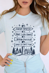 US3001P-E3189 Ski Lodge Signs Graphic Plus Tee $16