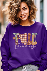 UL180P-E3071 Fall Vibes Rustic Script Graphic Plus Sweatshirt $25