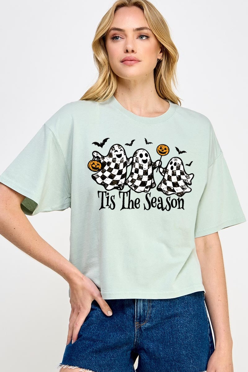 CTS-E3124 Retro Ghosts Graphic Relaxed Crop Top $11