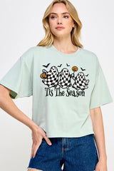 CTS-E3124 Retro Ghosts Graphic Relaxed Crop Top $11