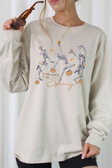 UL240P-E3123 Halloween Skeleton Graphic Plus Long Sleeve Tee $17