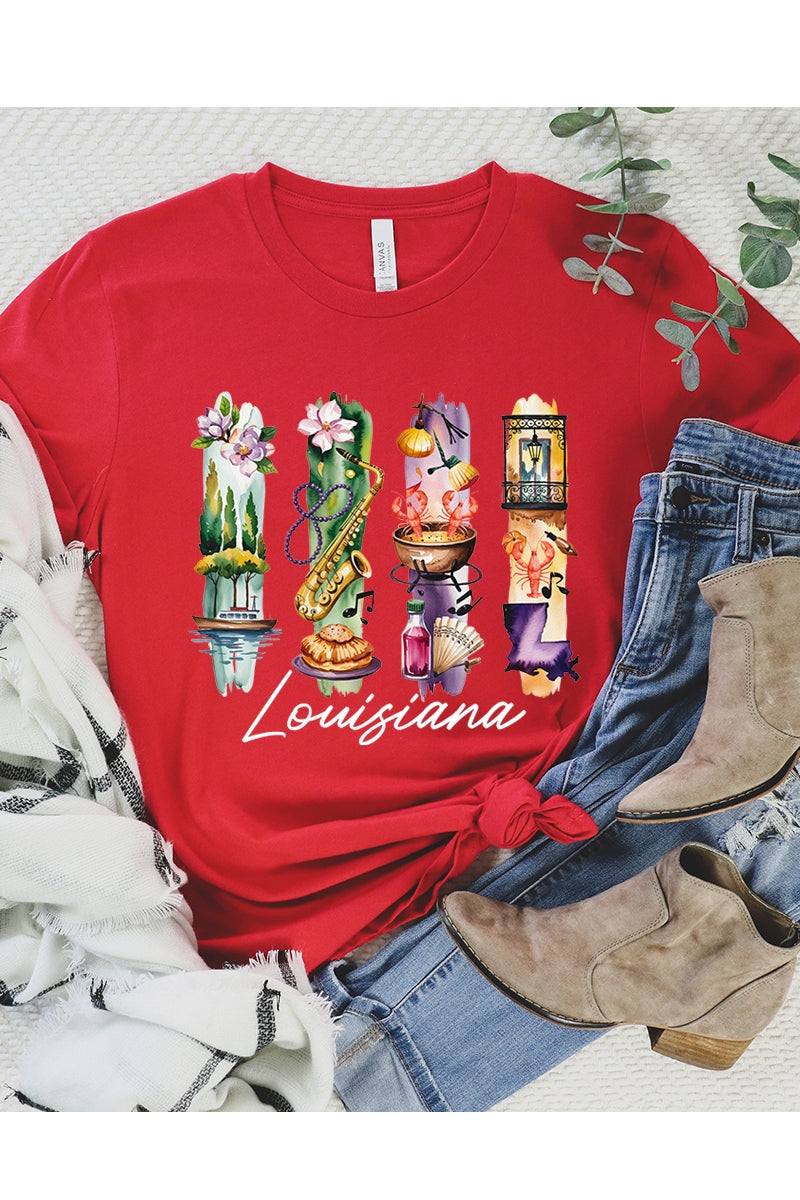 US3001-E3061LA Louisiana State Brushstroke Graphic Tee $12.5