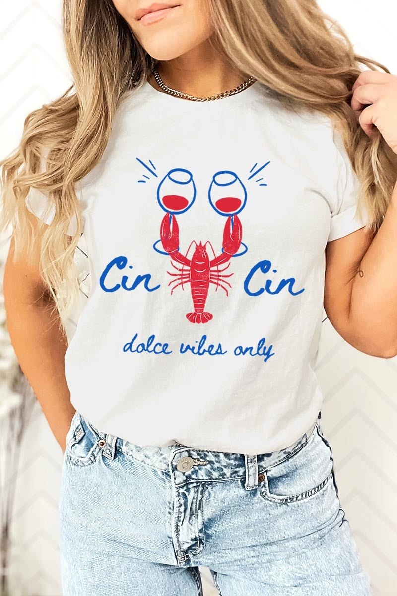 US3001P-E3069 Cin Cin Lobster Celebration Graphic Plus Tee $16