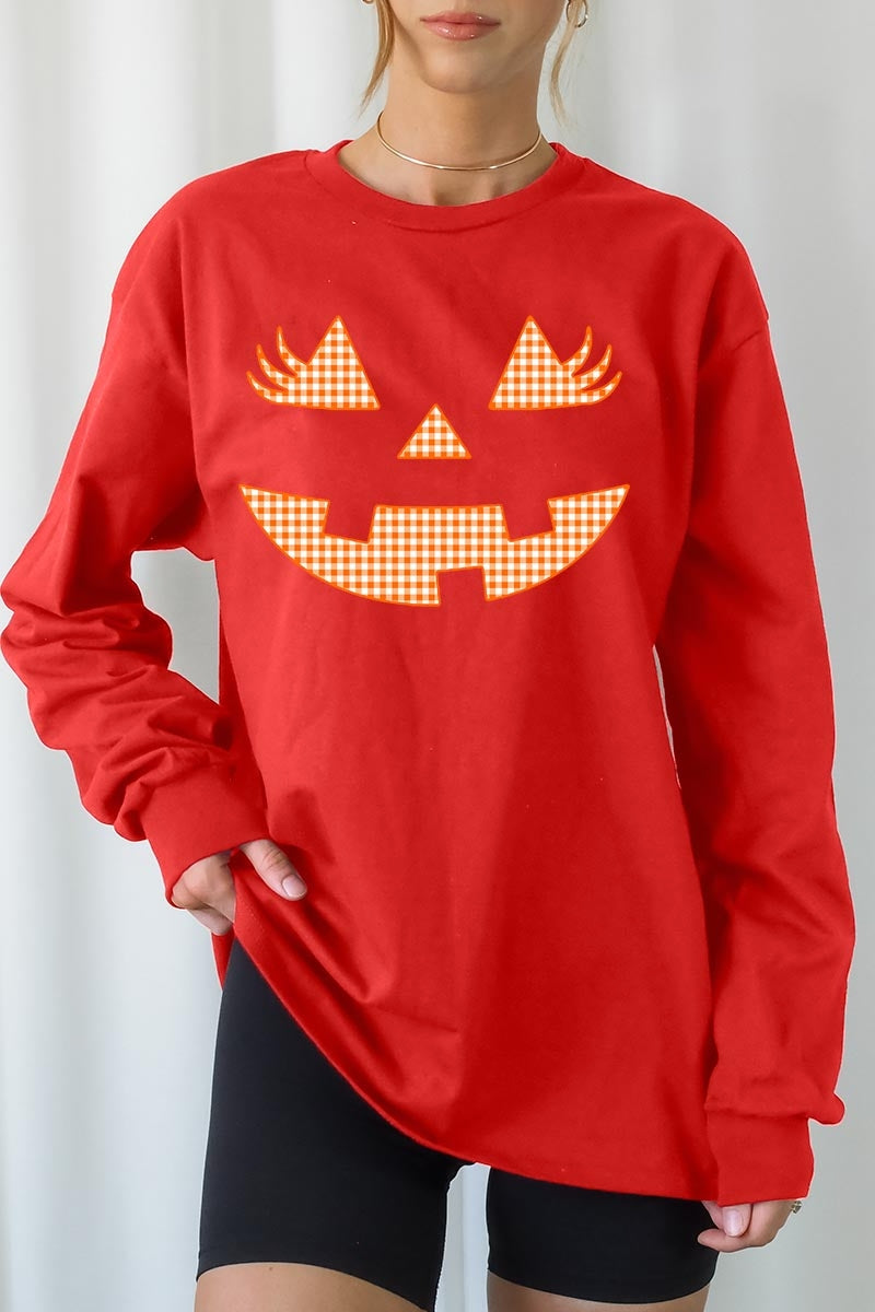 UL240P-E3148 Cute Pumpkin Halloween Plus Long Sleeve Tee $17