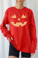 UL240-E3148 Cute Pumpkin Halloween Graphic Long Sleeve Tee $13.75