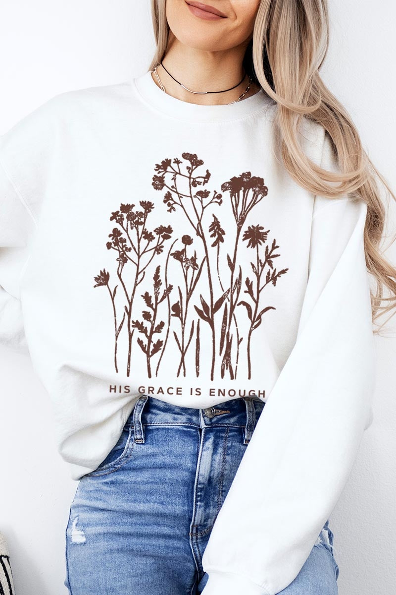 UL180P-E3146 Christian Wildflower Graphic Plus Sweatshirt $25