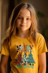 US3001Y-E3200Z Merry Christmas Trees Kids Graphic Tee $11