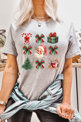US3001P-E3217 Santa Gifts & Bows Christmas Graphic Plus Tee $16