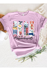 US3001-E3061MA Massachusetts State Brushstroke Graphic Tee $12.5