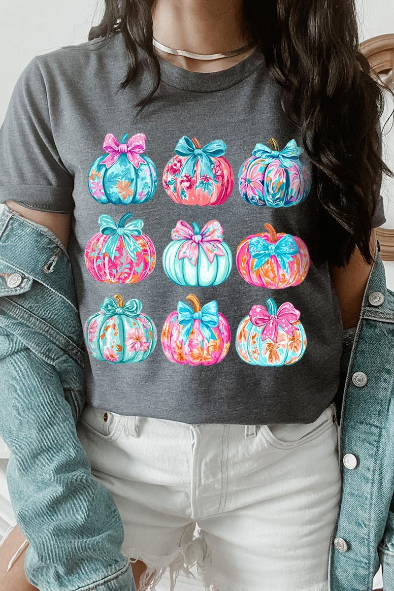 US3001P-E3137 Coquette Pumpkin Graphic Plus Tee $16