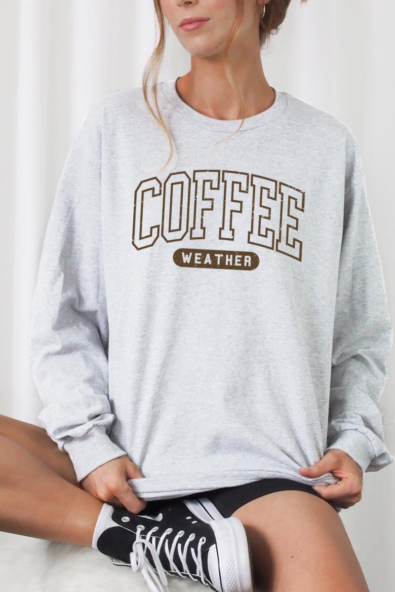 UL240P-E3207 Coffee Weather Graphic Plus Long Sleeve Tee $17