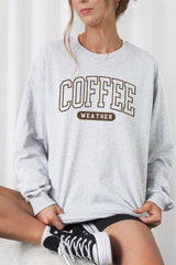 UL240P-E3207 Coffee Weather Graphic Plus Long Sleeve Tee $17