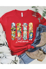 US3001-E3061IN Indiana State Brushstroke Graphic Tee $12.5