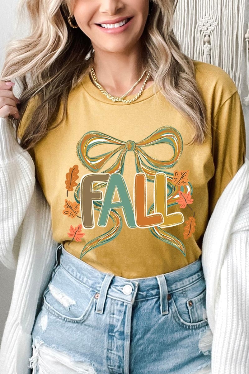 US3001P-E3121 Fall Brushstroke Bow Graphic Plus Tee $16