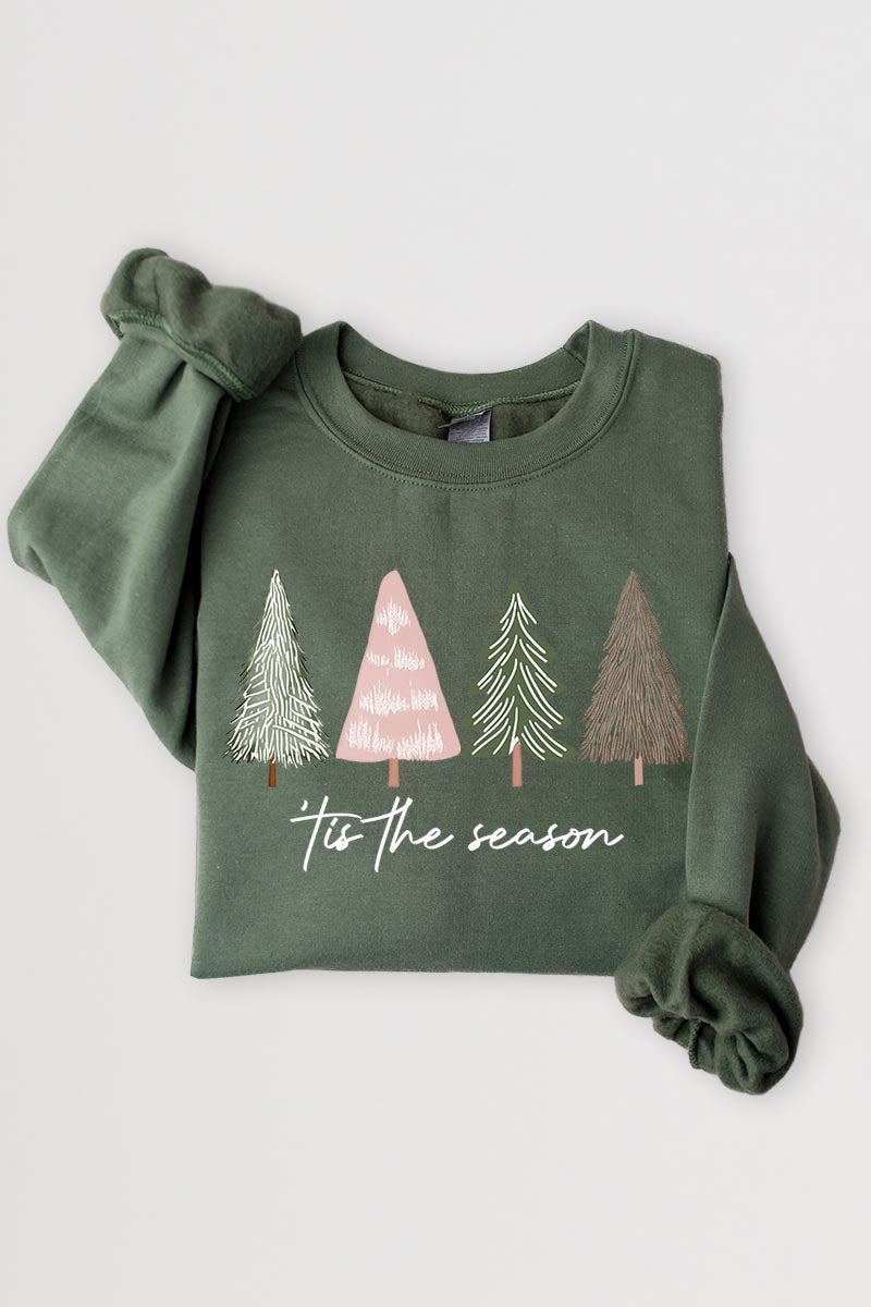 UL180-E3218 Rustic Christmas Trees Graphic Sweatshirt $20