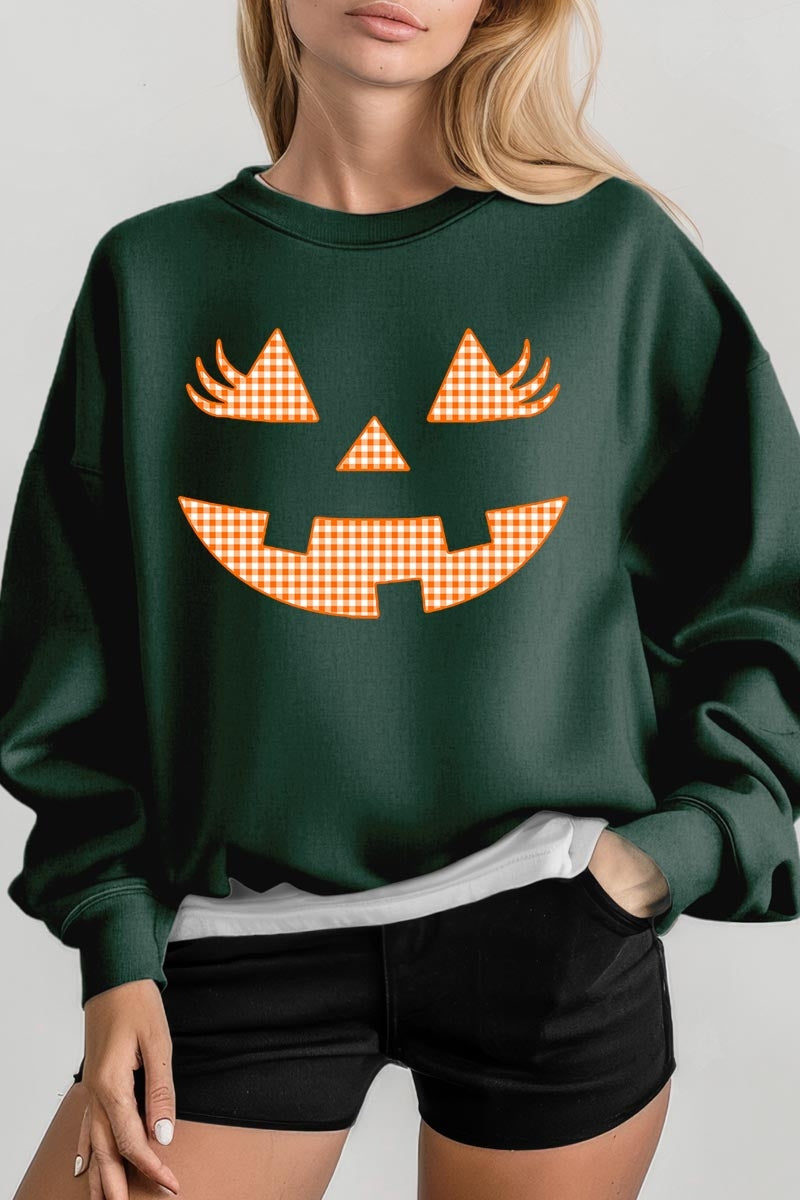 UL180P-E3148 Cute Pumpkin Halloween Graphic Plus Sweatshirt $25