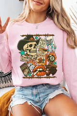 UL180P-E3096 Vintage Western Collage Graphic Plus Sweatshirt $25